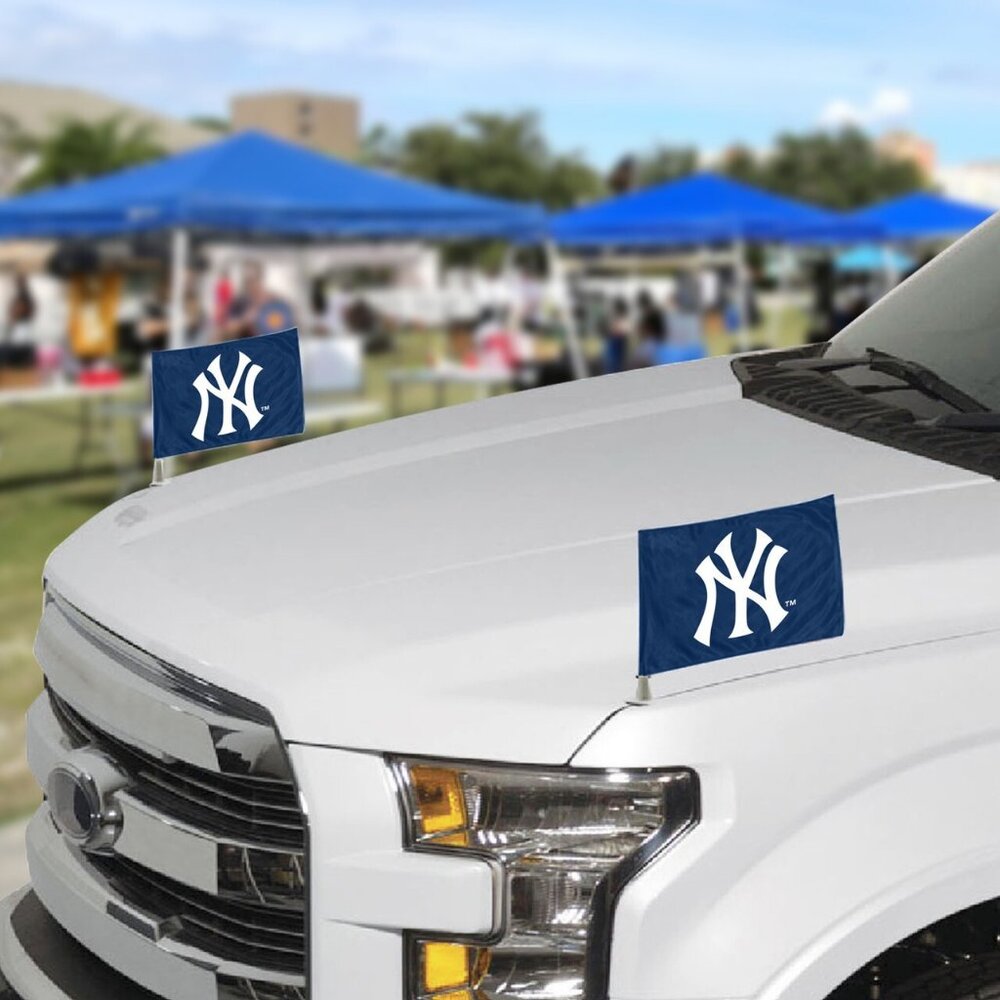 NFL New York Yankees 6" tall Ambassador Hood or Trunk Car Flags Size 4"x6" 2 Pk
